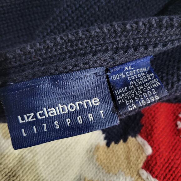 Liz Claiborne Christmas Sweater Blue Vintage Dog Scottie Snow Holiday Festive XL - Picture 7 of 14